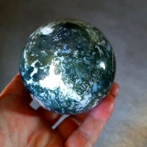 Beautiful Moss Agate Crystal Sphere.